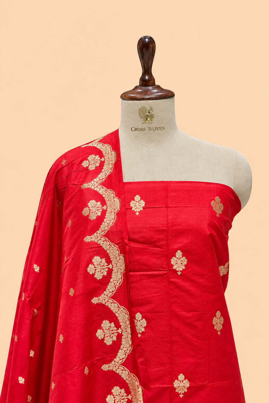 Red Pure Katan Silk Suit Set