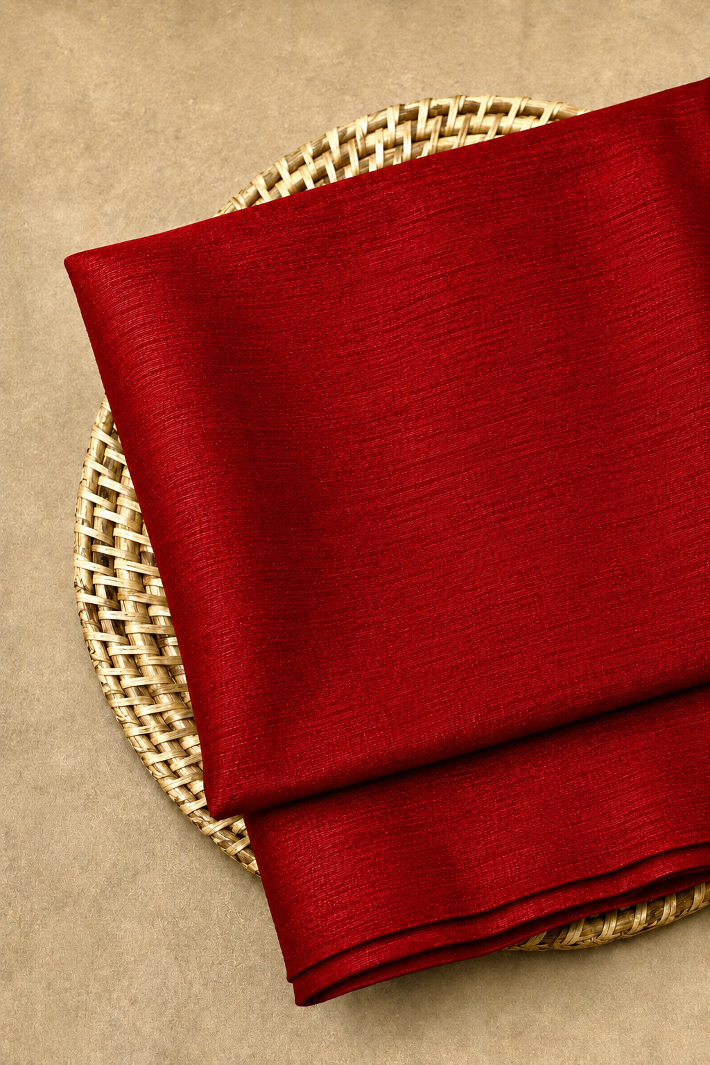 Cherry Red Raw Silk Fabric