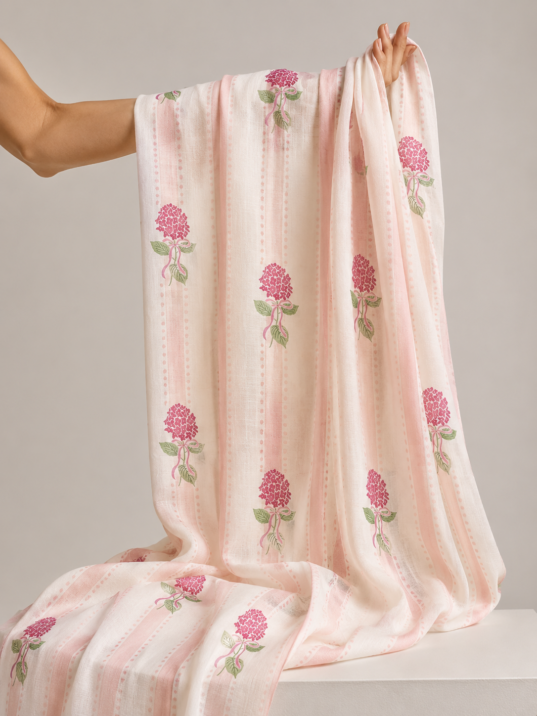 Ivory & Pastel Pink Floral Mul Prints Fabric