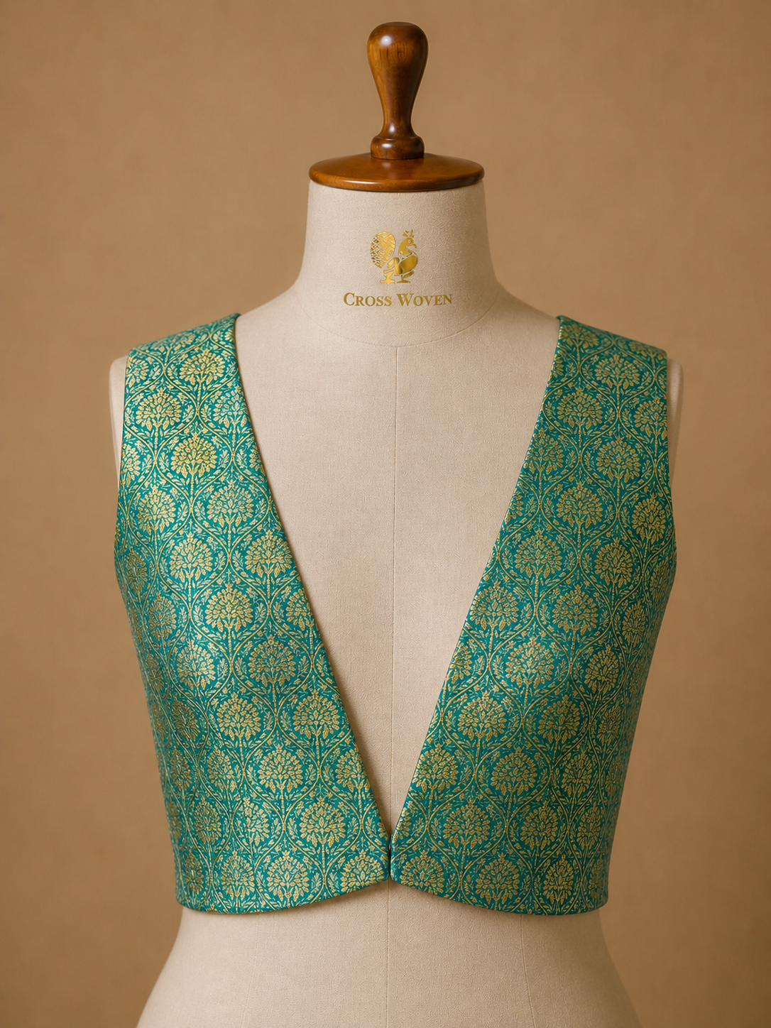 Turquoise Blue Semi Katan Brocade Silk Blouse Piece