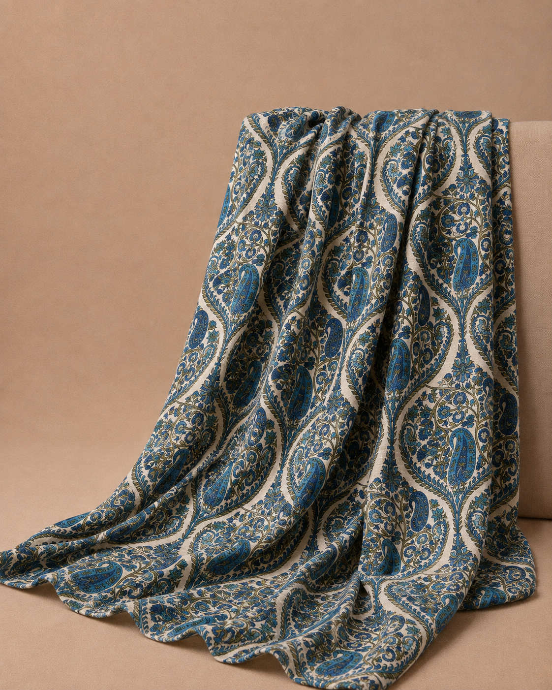 Ivory Tussar Kalamkari Printed Fabric
