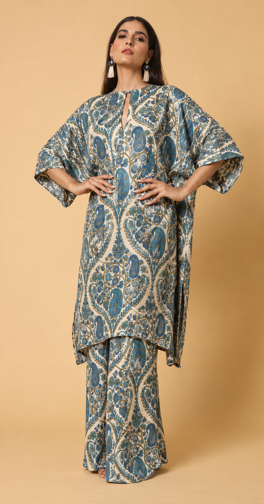 Ivory Tussar Kalamkari Printed Fabric