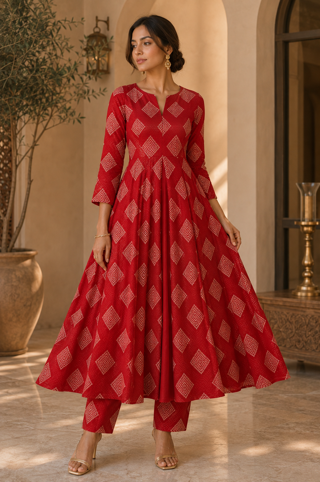 Red Mul Embroidered Fabric