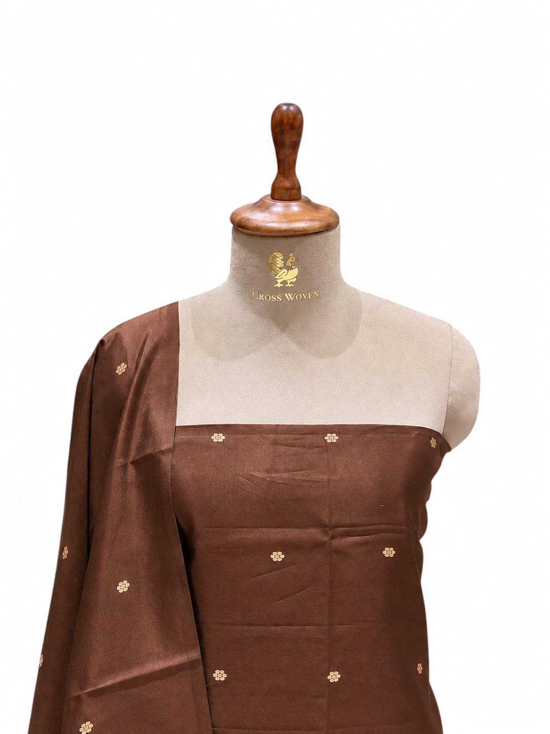 Warm Brown Pure Silk Suit Set With Statement Bootas