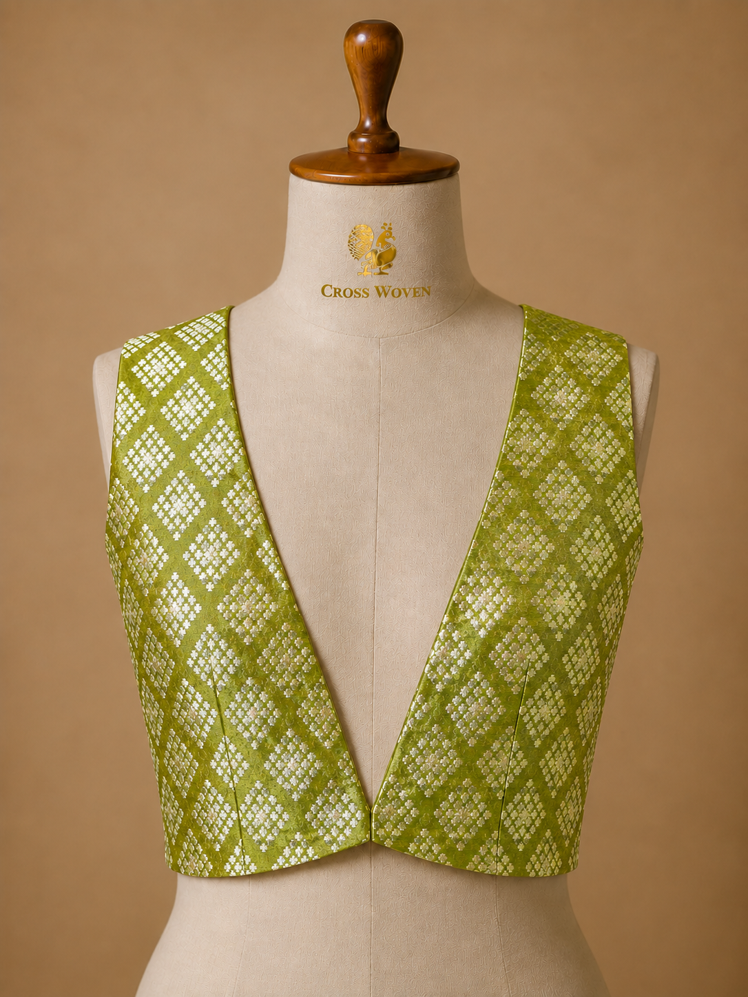 Olive Green Semi Katan Silk Blouse Piece