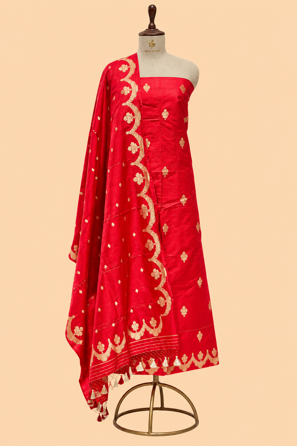 Red Pure Katan Silk Suit Set