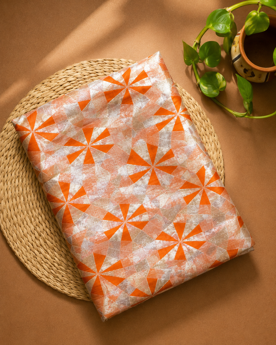 Orange Sona - Rupa Katan Silk Handloom Fabric
