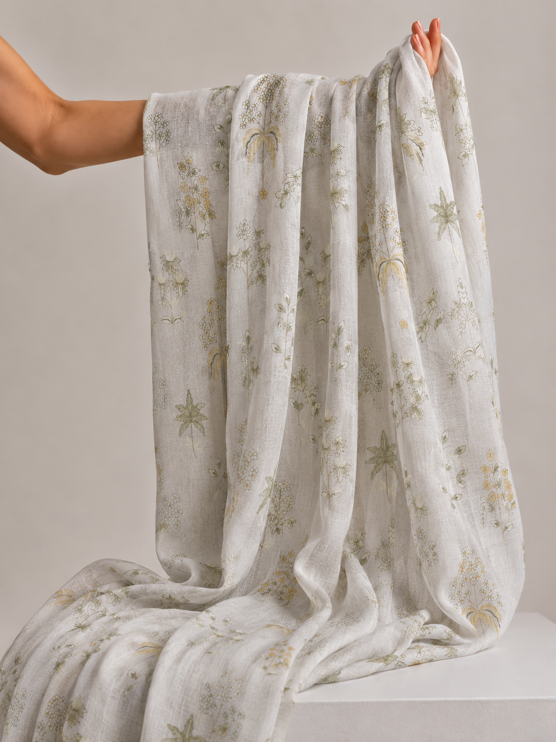 Off-White Printed Mul Fabric
