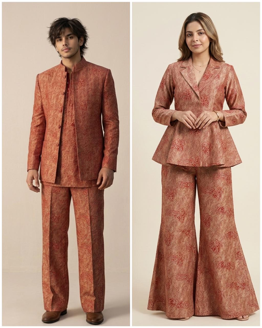 Red Brocade Katan Silk Handloom Fabric