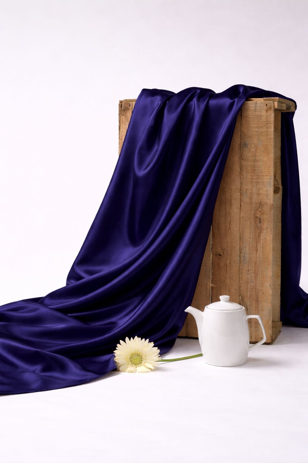 Blue Plain Muslin Silk Fabric