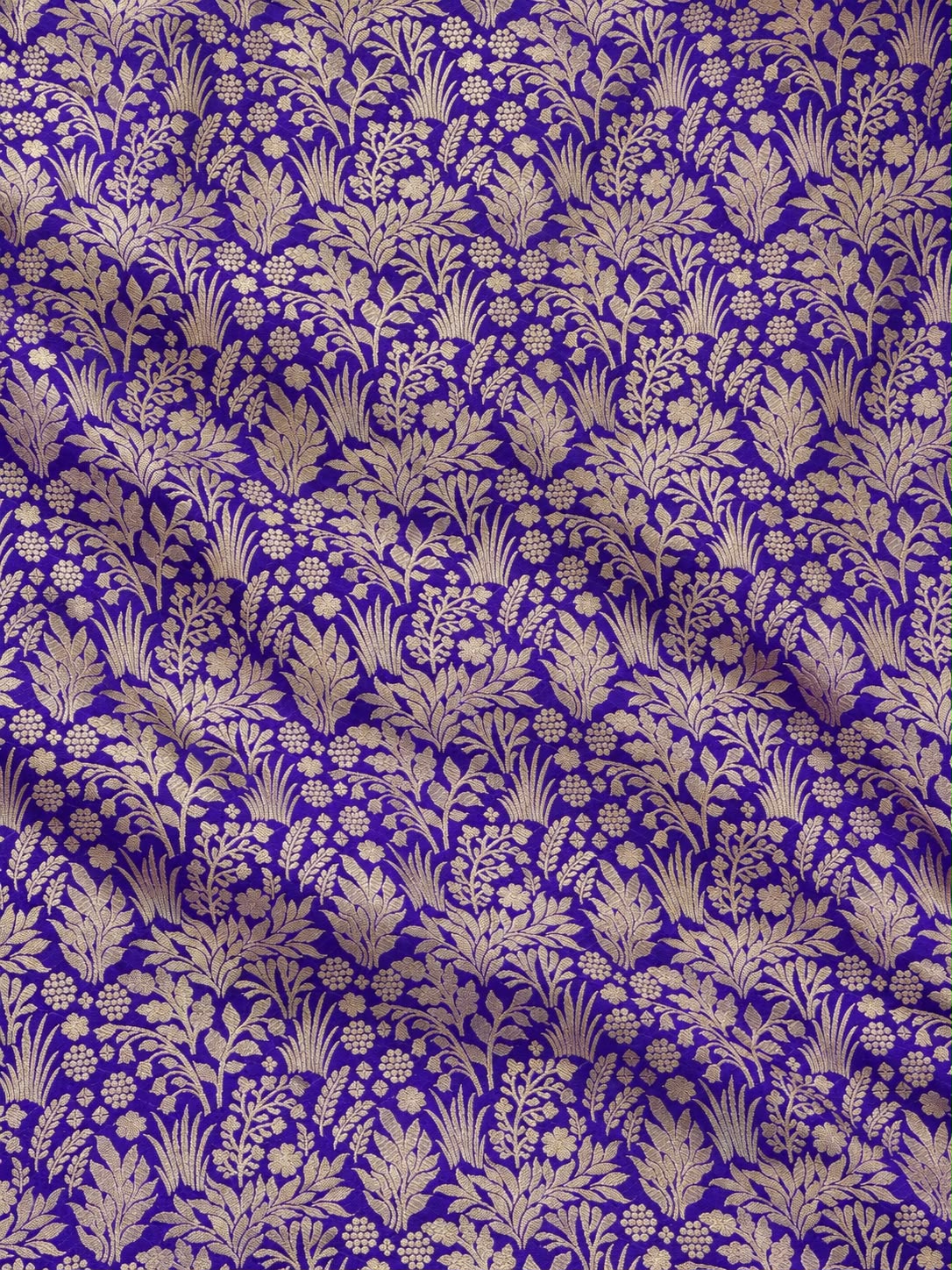 Deep Purple Pure Katan Silk Allover Jaal Fabric