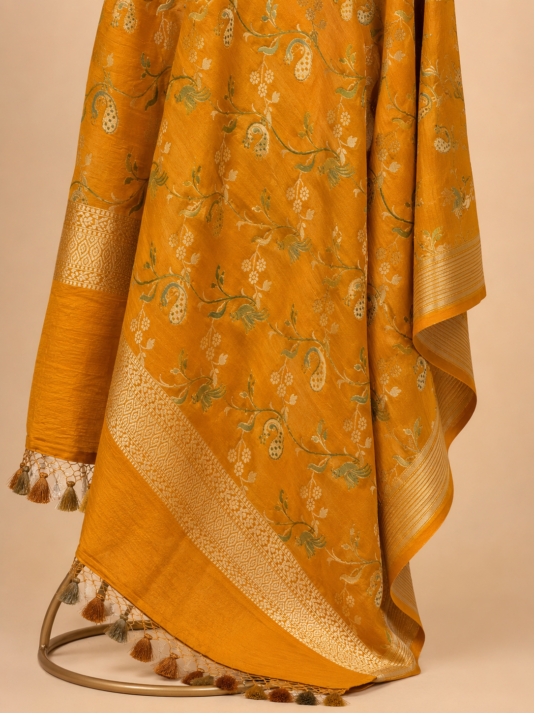 Marigold Yellow Hand Brush Dyed Munga Silk Dupatta