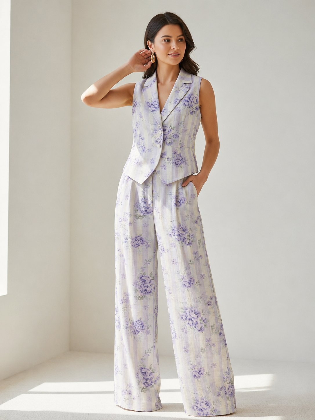 Blue & Ivory Printed Mul Fabric