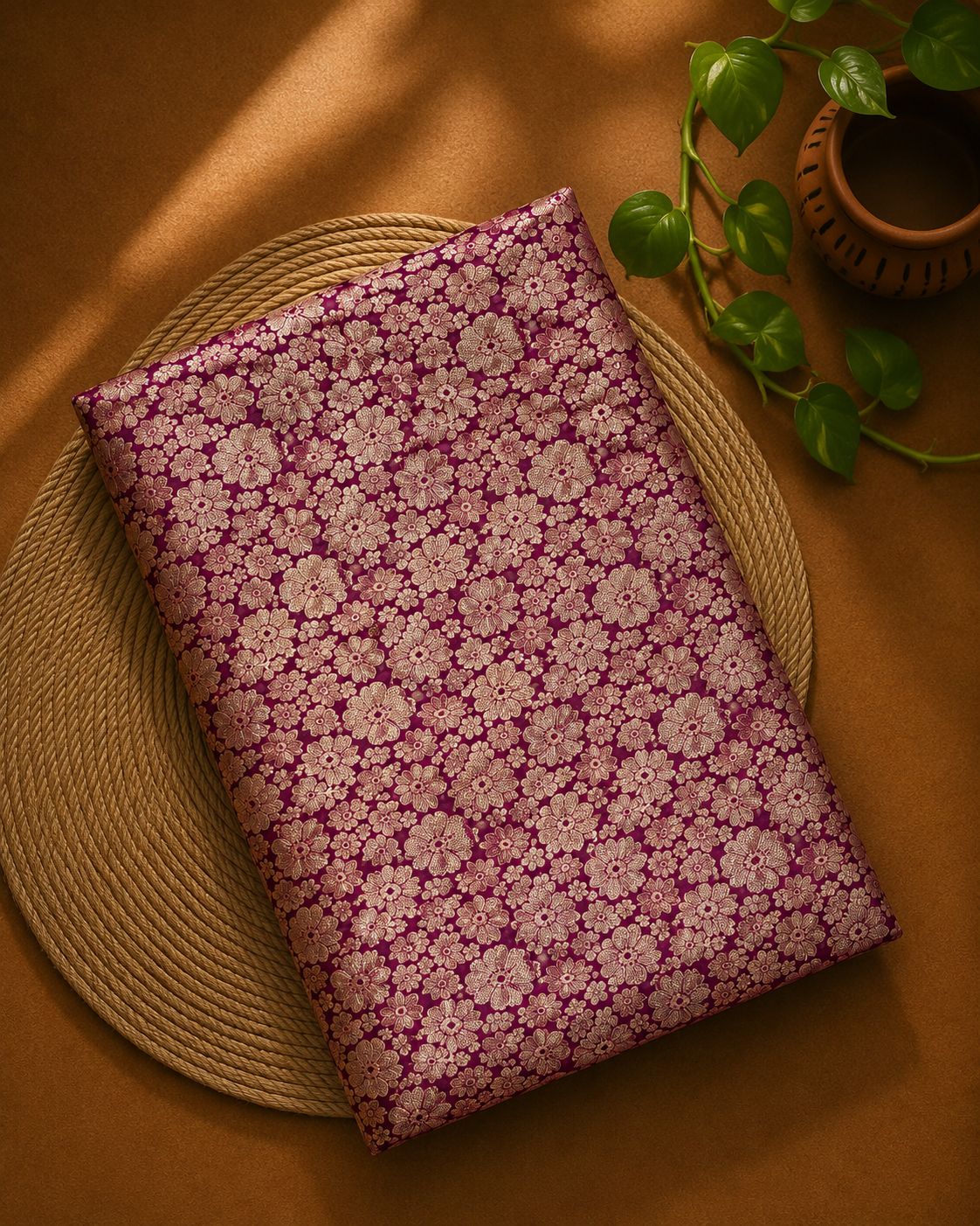 Magenta Purple Sona - Rupa Katan Silk Handloom Fabric