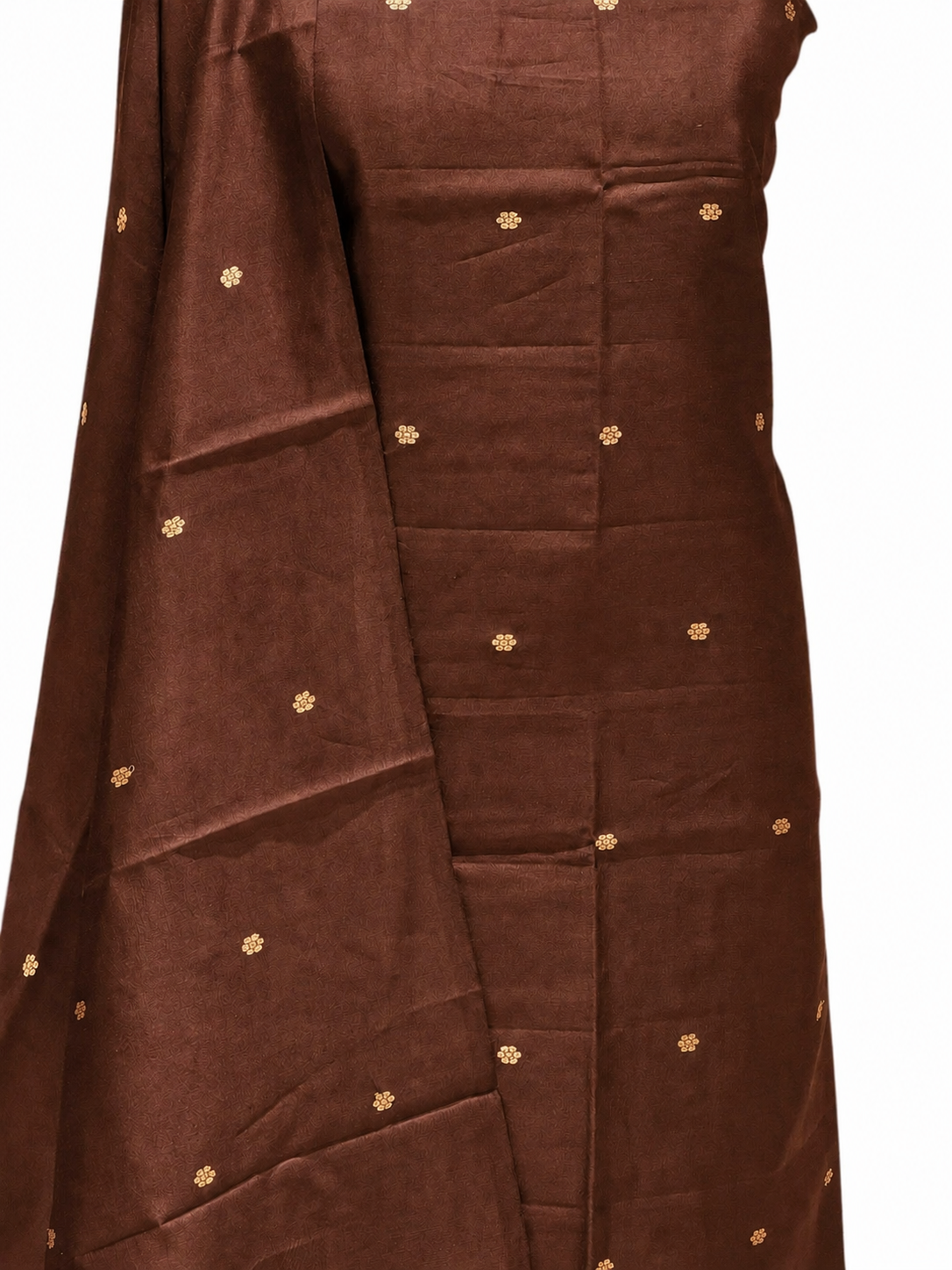 Warm Brown Pure Silk Suit Set With Statement Bootas