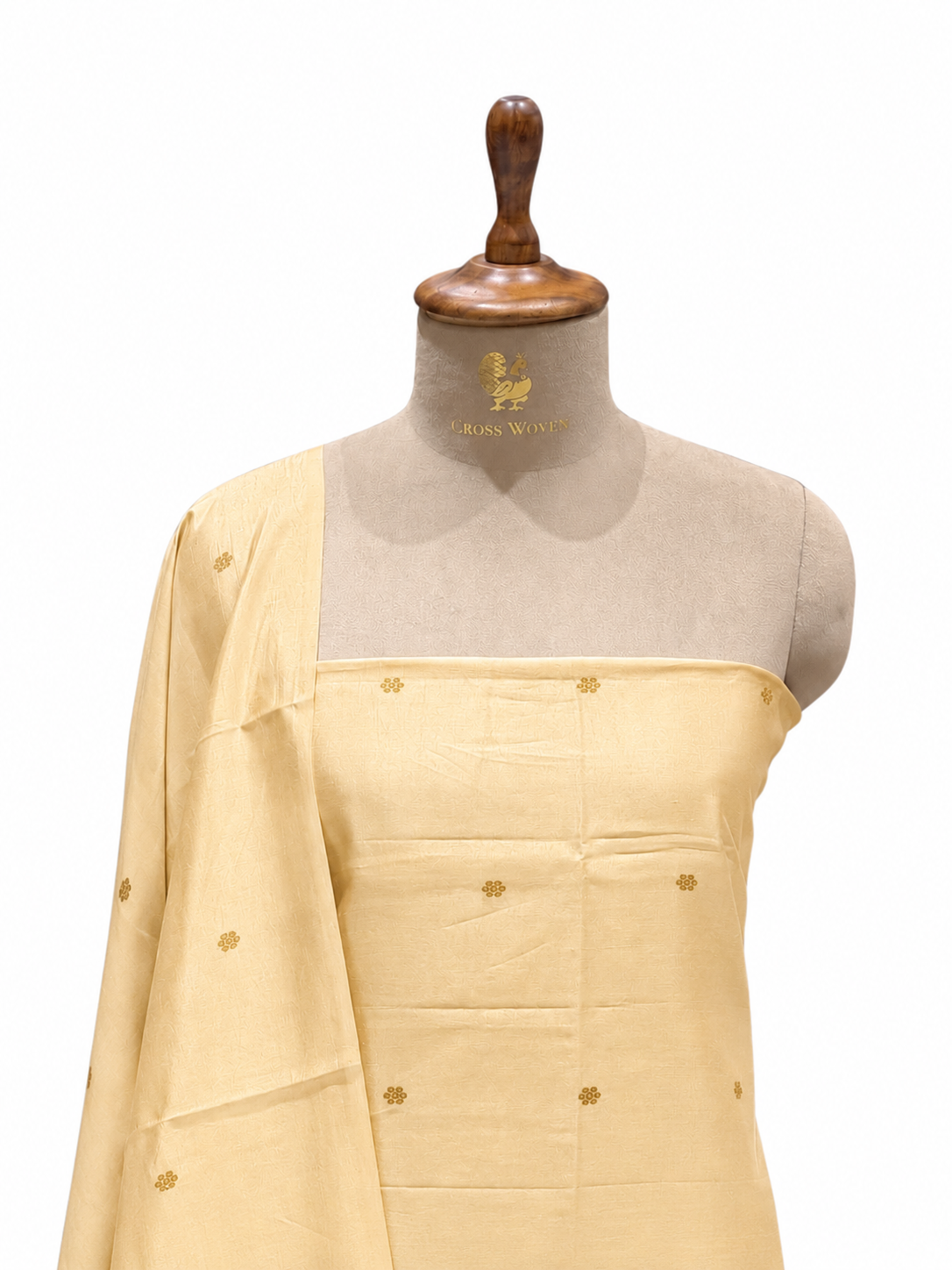 Ivory Cream Pure Silk Suit Set With Statement Bootas