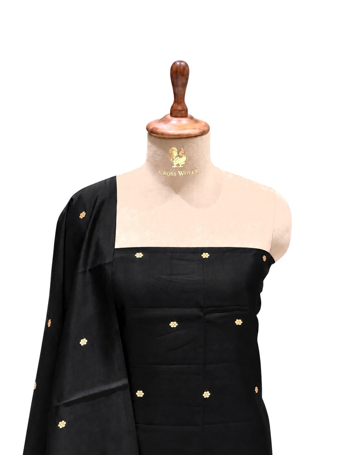 Black Pure Silk Suit Set With Statement Bootas