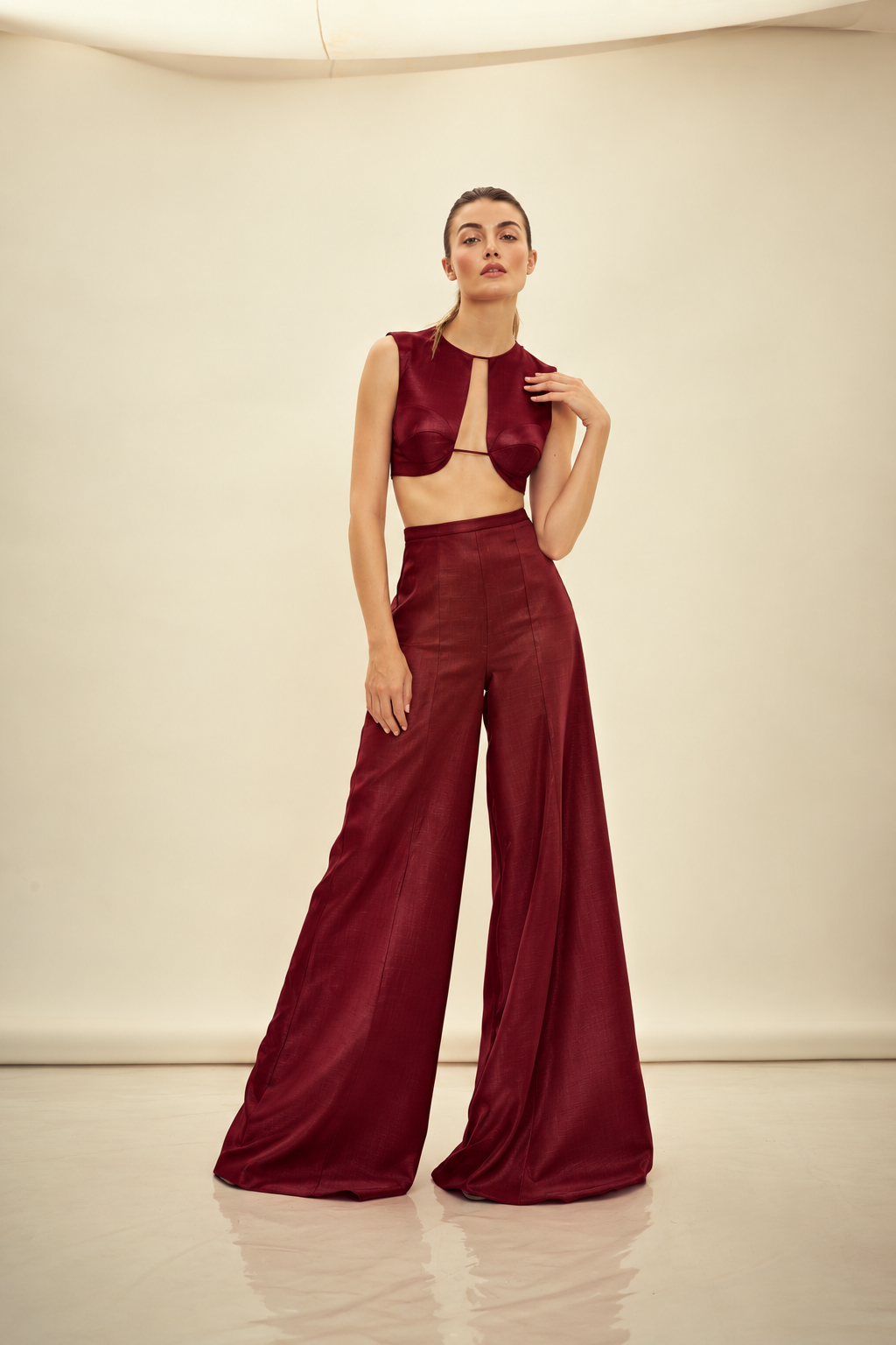 Burgundy Plain Muslin Silk Fabric