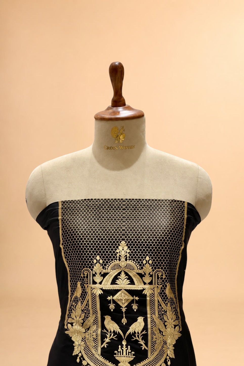 Black Katan Silk Co-Ord Set with Regal Panel