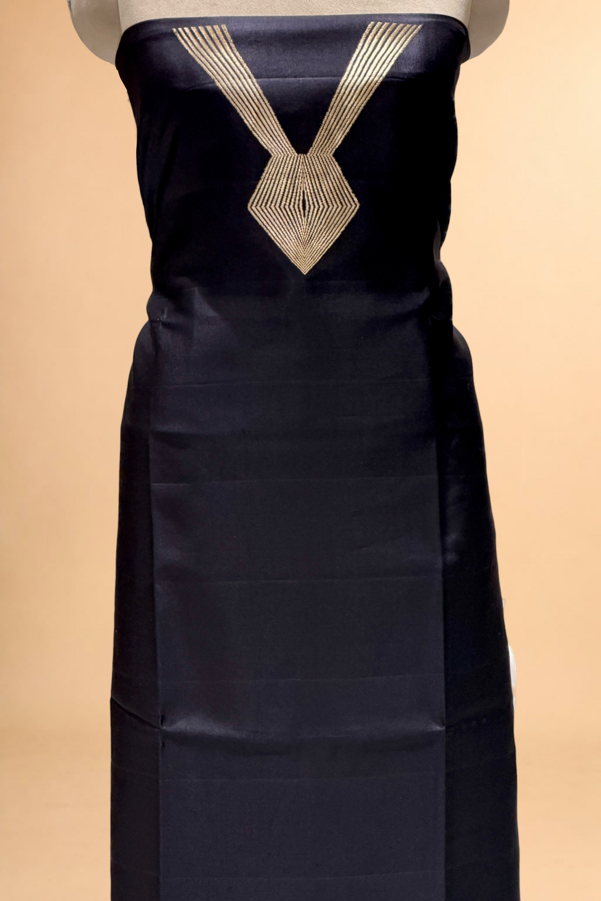 Black Soft Silk Co-Ord Set with Kadhwa Neck Panel