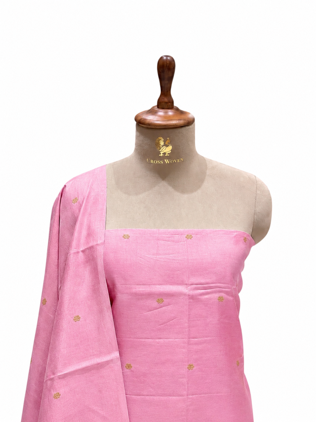 Pastel Pink Pure Silk Suit Set With Statement Bootas