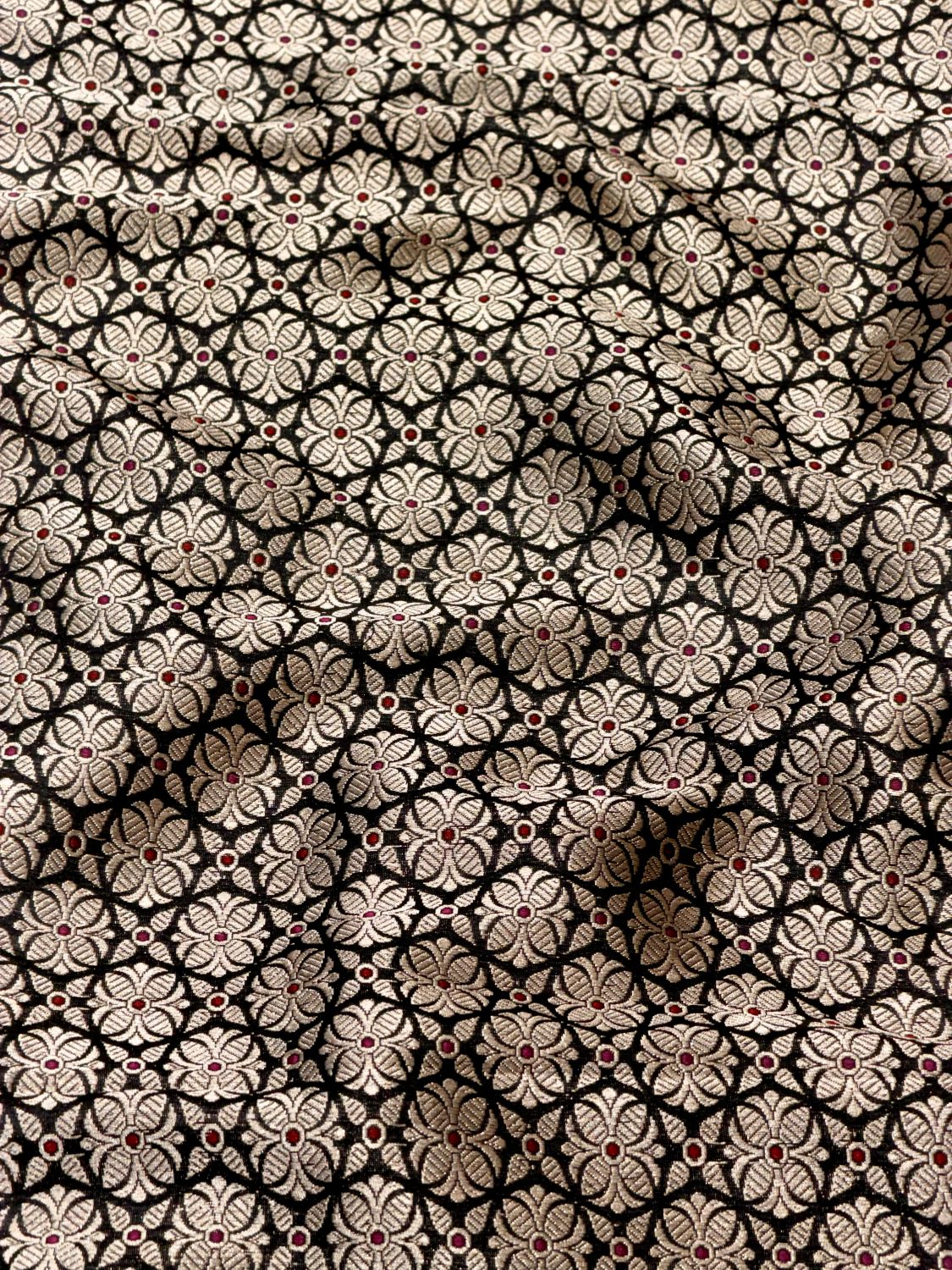 Black Katan Silk Meenakari Brocade Fabric