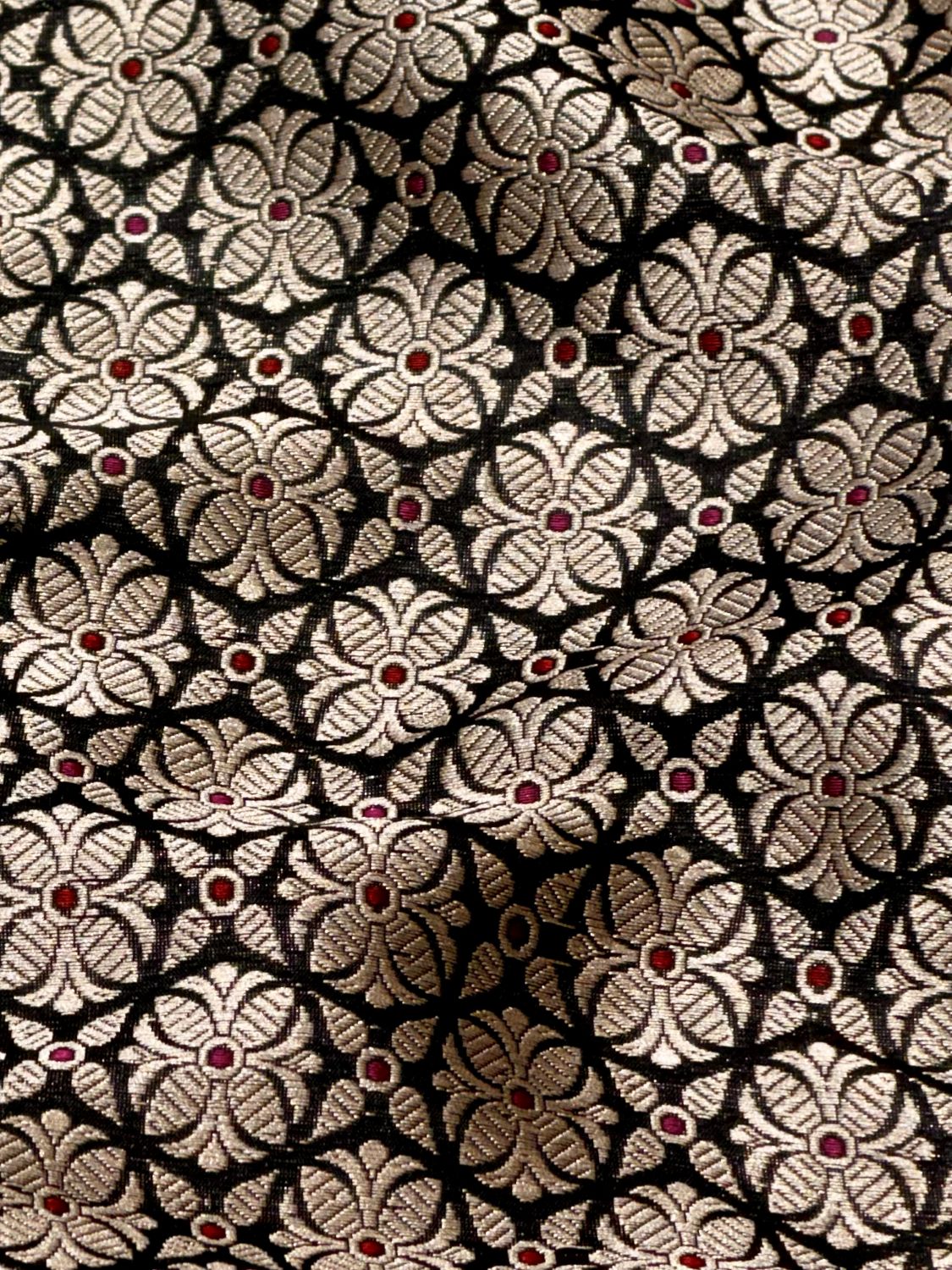 Black Katan Silk Meenakari Brocade Fabric