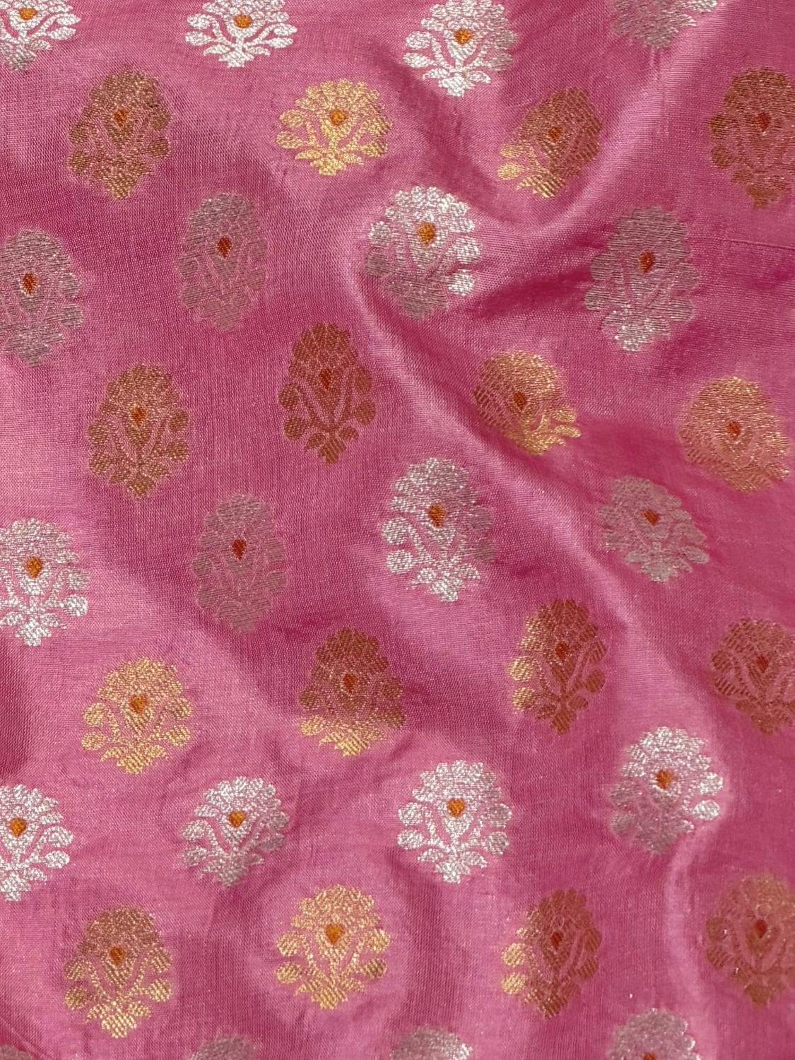 Blush Pink Katan Silk Sona - Rupa Meenakari Fabric