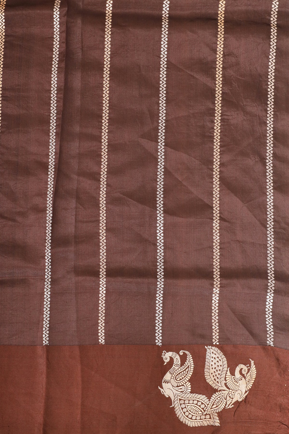 Chocolate Brown Handwoven Pure Banarasi Soft Silk Saree