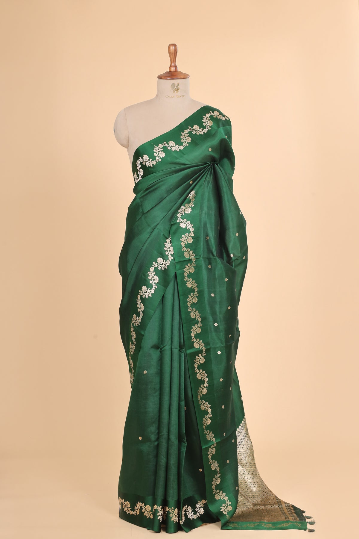 Emerald Green Handwoven Pure Banarasi Soft Silk Saree