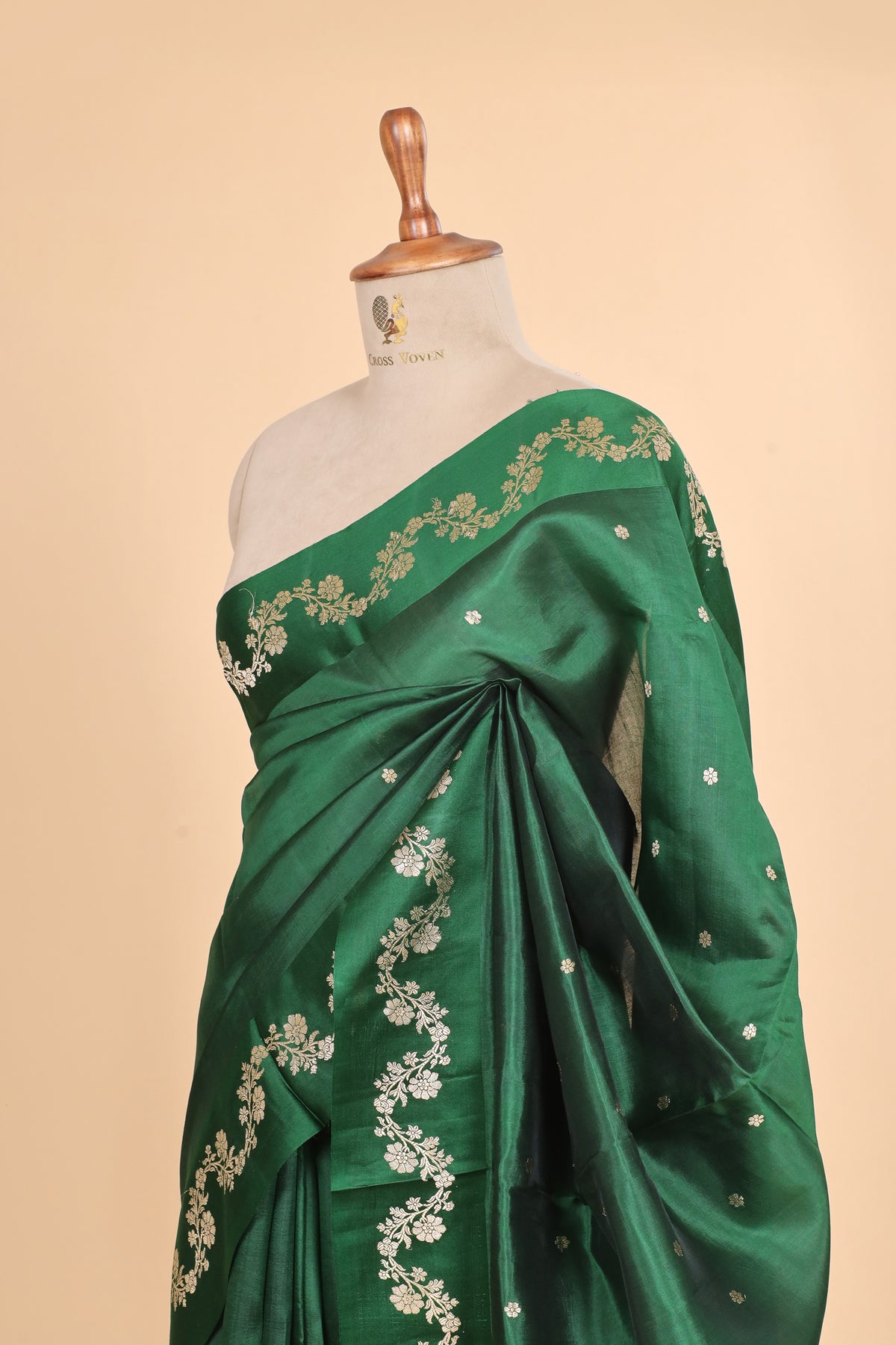 Emerald Green Handwoven Pure Banarasi Soft Silk Saree