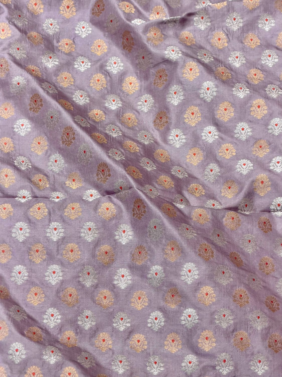 Lavender Katan Silk Sona - Rupa Meenakari Fabric