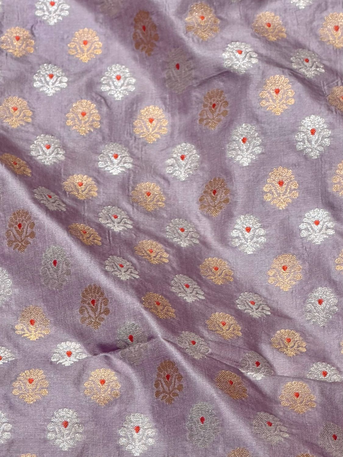 Lavender Katan Silk Sona - Rupa Meenakari Fabric