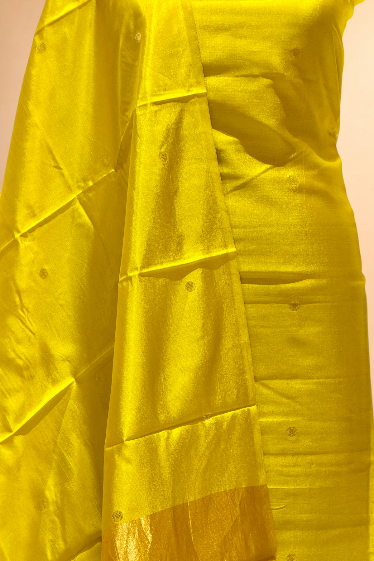 Lime Green Soft Silk Suit Set With Tissue Border Dupatta