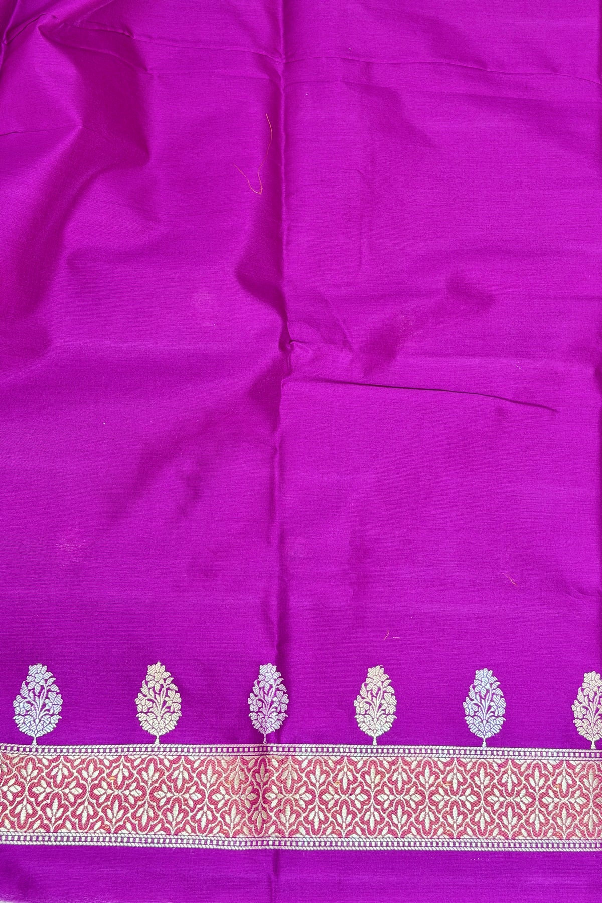 Magenta Pink Premium Cotton Banarasi Suit With Meenakari Floral Motif