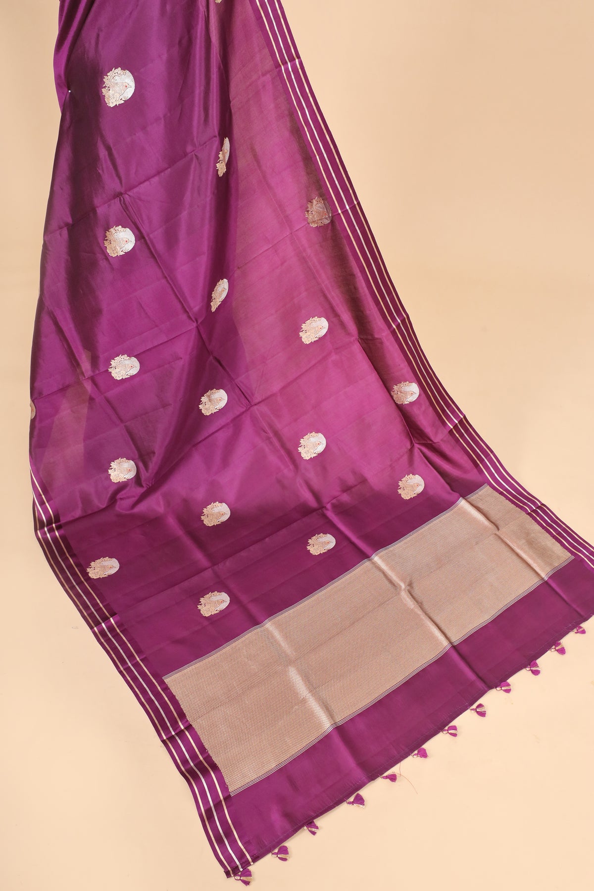 Magenta Purple Handwoven Pure Banarasi Soft Silk Saree
