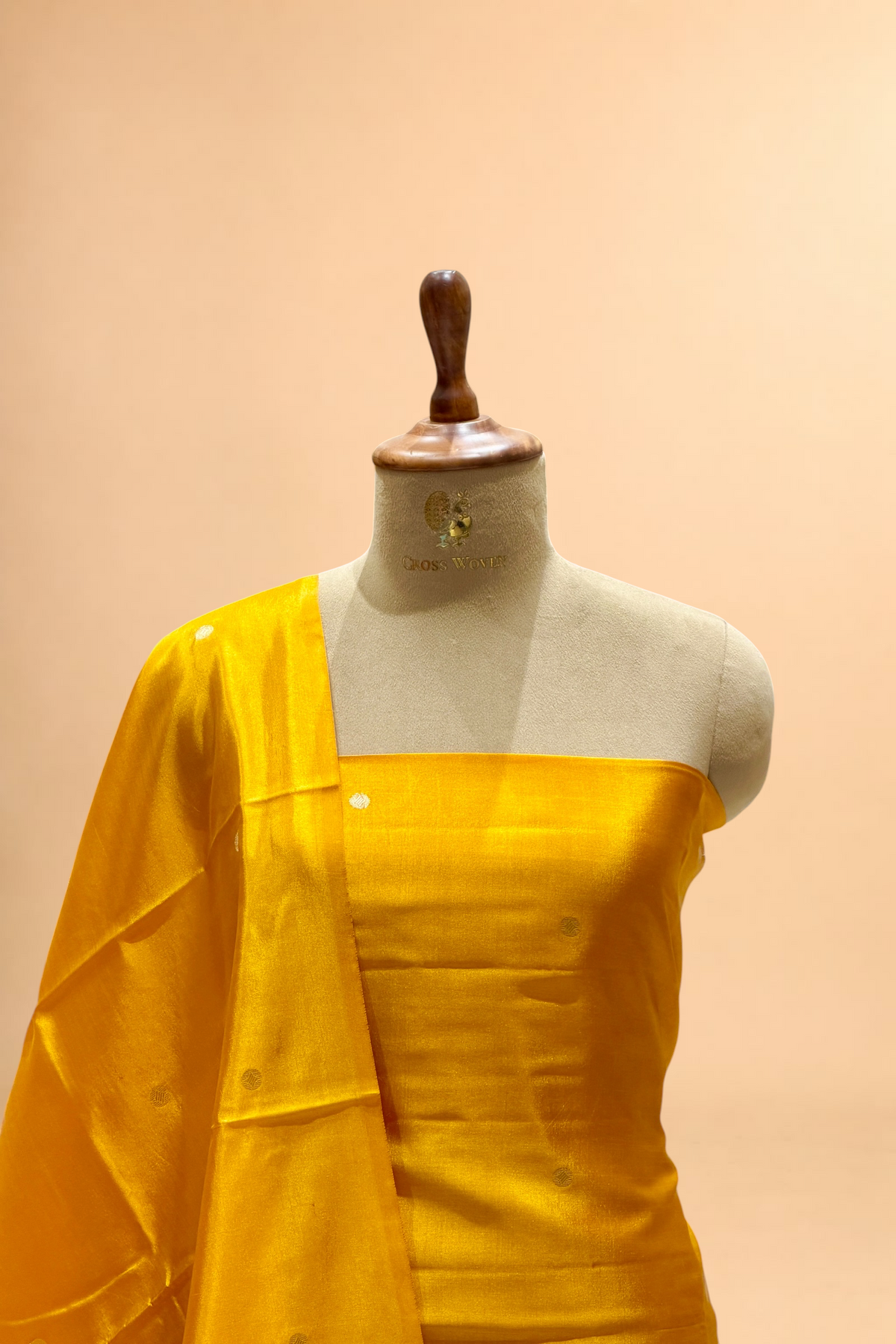 Mustard Yellow Soft Silk Suit Set With Tissue Border Dupatta