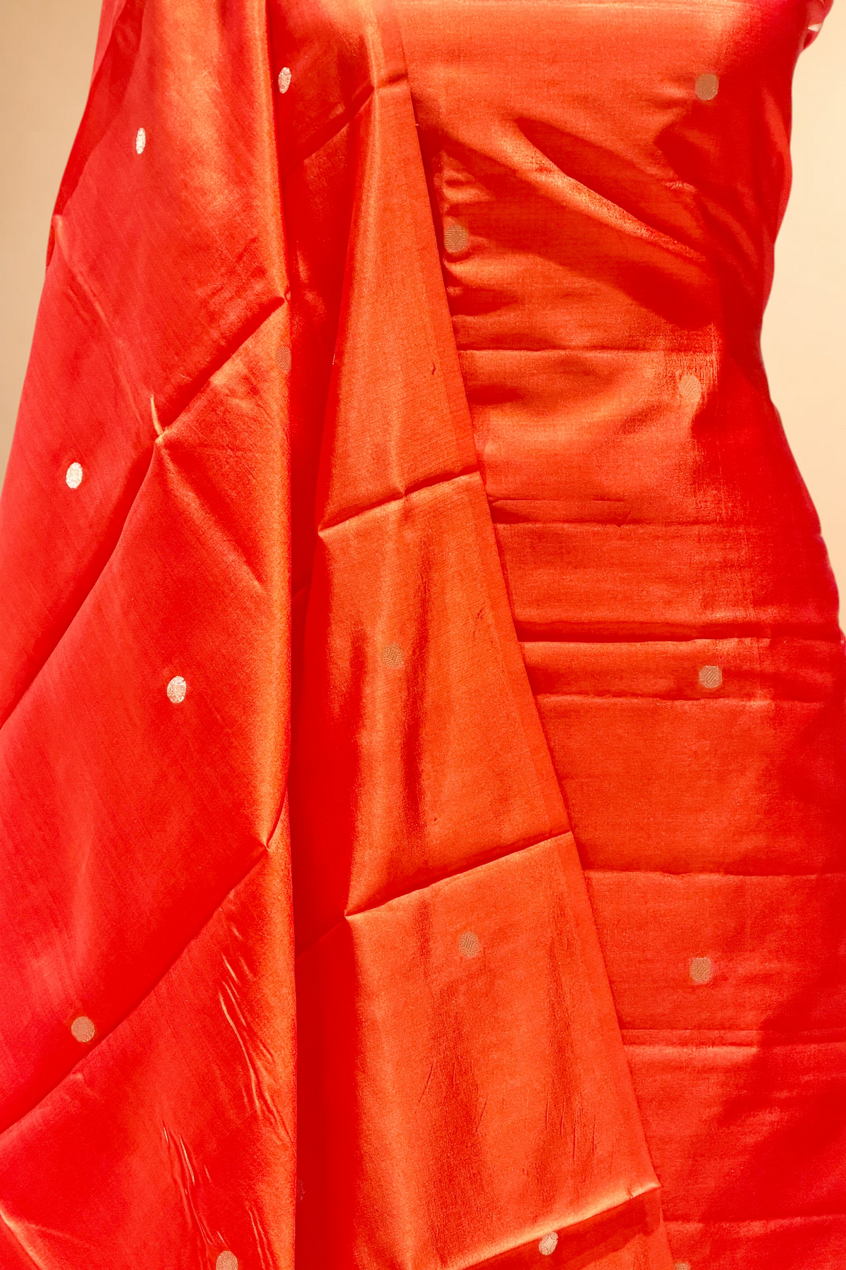 Orange Soft Silk Suit Set With Tissue Border Dupatta
