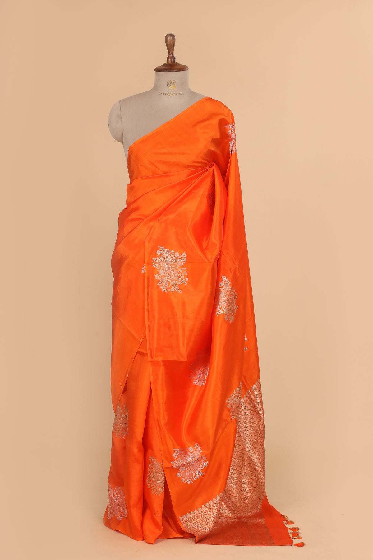 Royal Orange Handwoven Sona-Rupa Pure Banarasi Soft Silk Saree