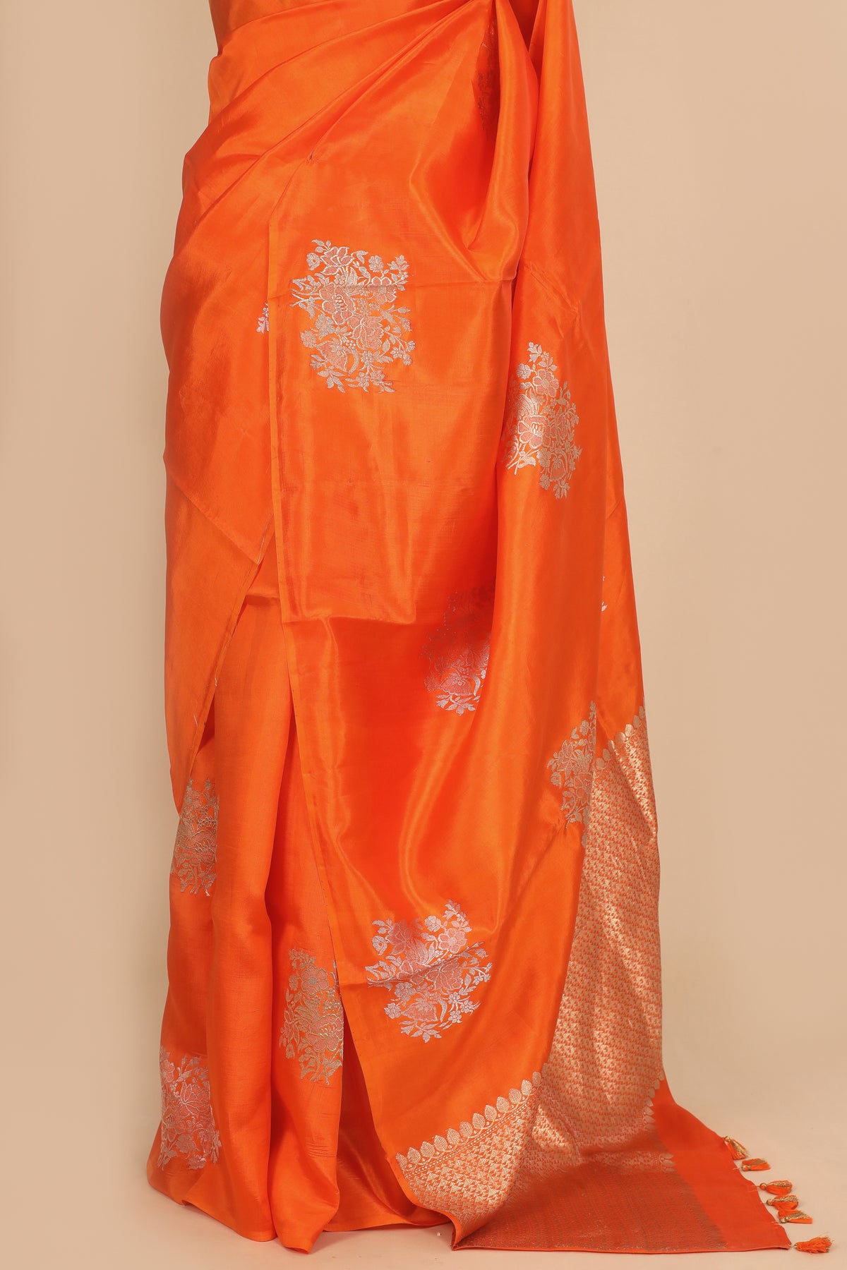 Royal Orange Handwoven Sona-Rupa Pure Banarasi Soft Silk Saree