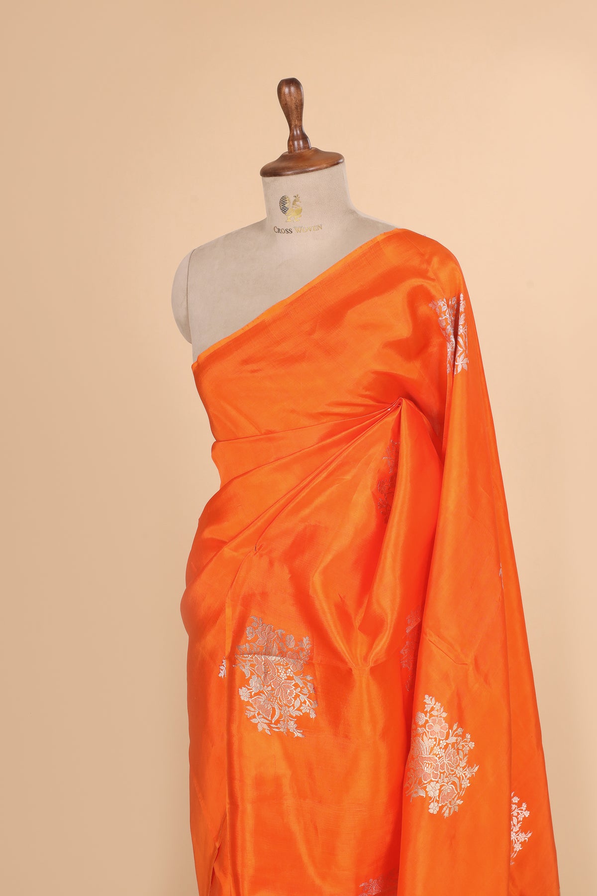 Royal Orange Handwoven Sona-Rupa Pure Banarasi Soft Silk Saree