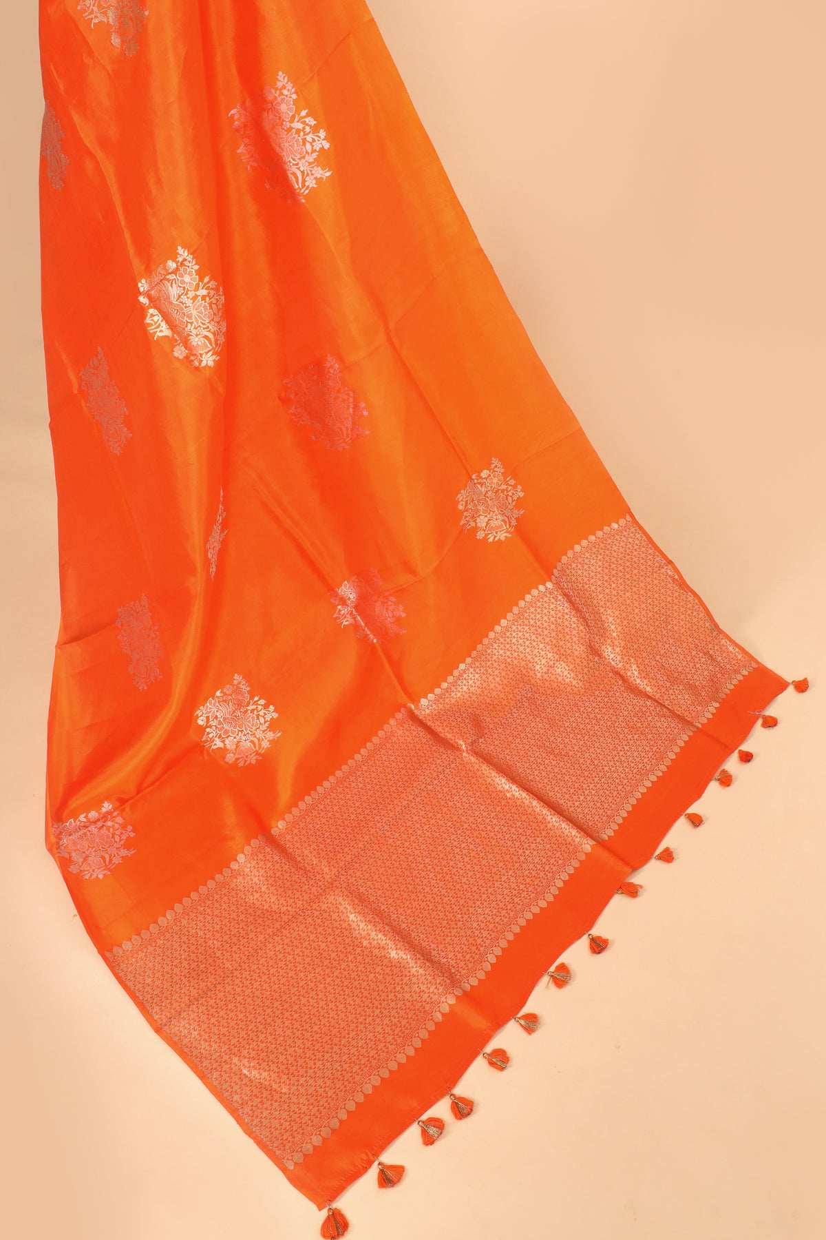 Royal Orange Handwoven Sona-Rupa Pure Banarasi Soft Silk Saree
