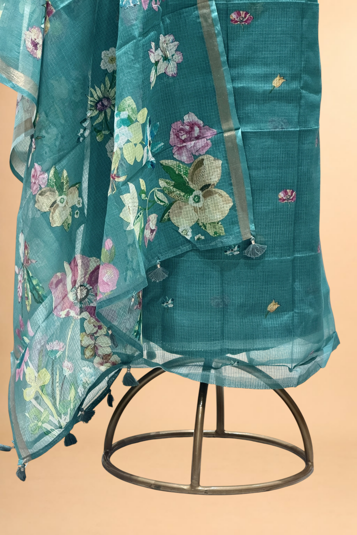 Teal Pure Kota Silk Suit Set