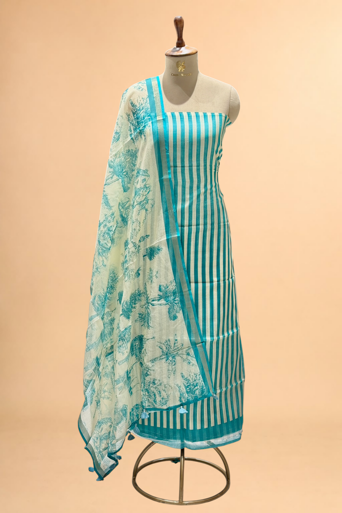 Turquoise Blue Pure Kota Silk Suit Sets