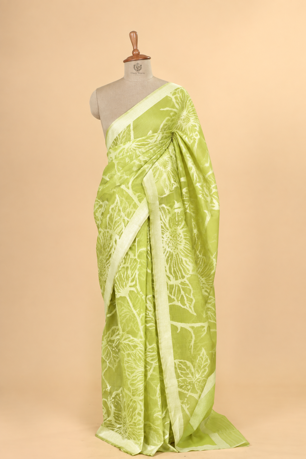Lime Green Organza Silk Saree