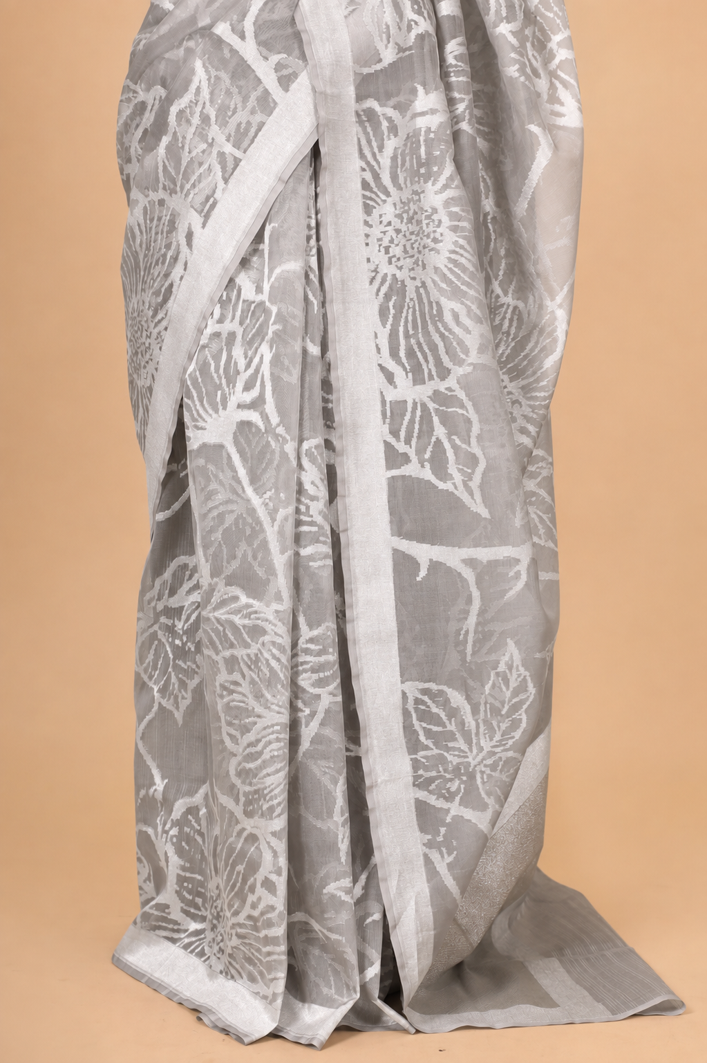 Grey Organza Silk Jamdani Saree