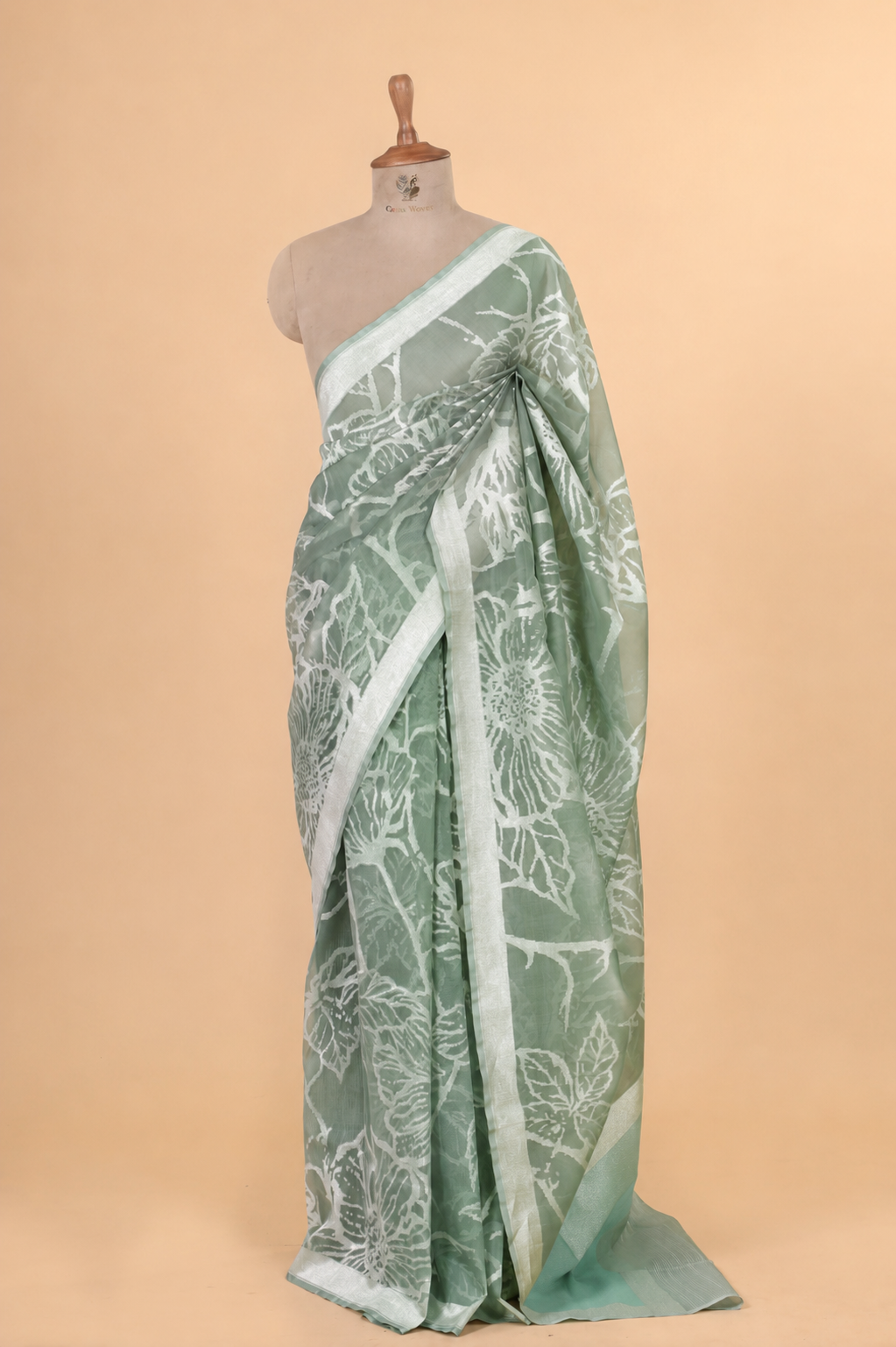 Sage Green Organza Silk Saree