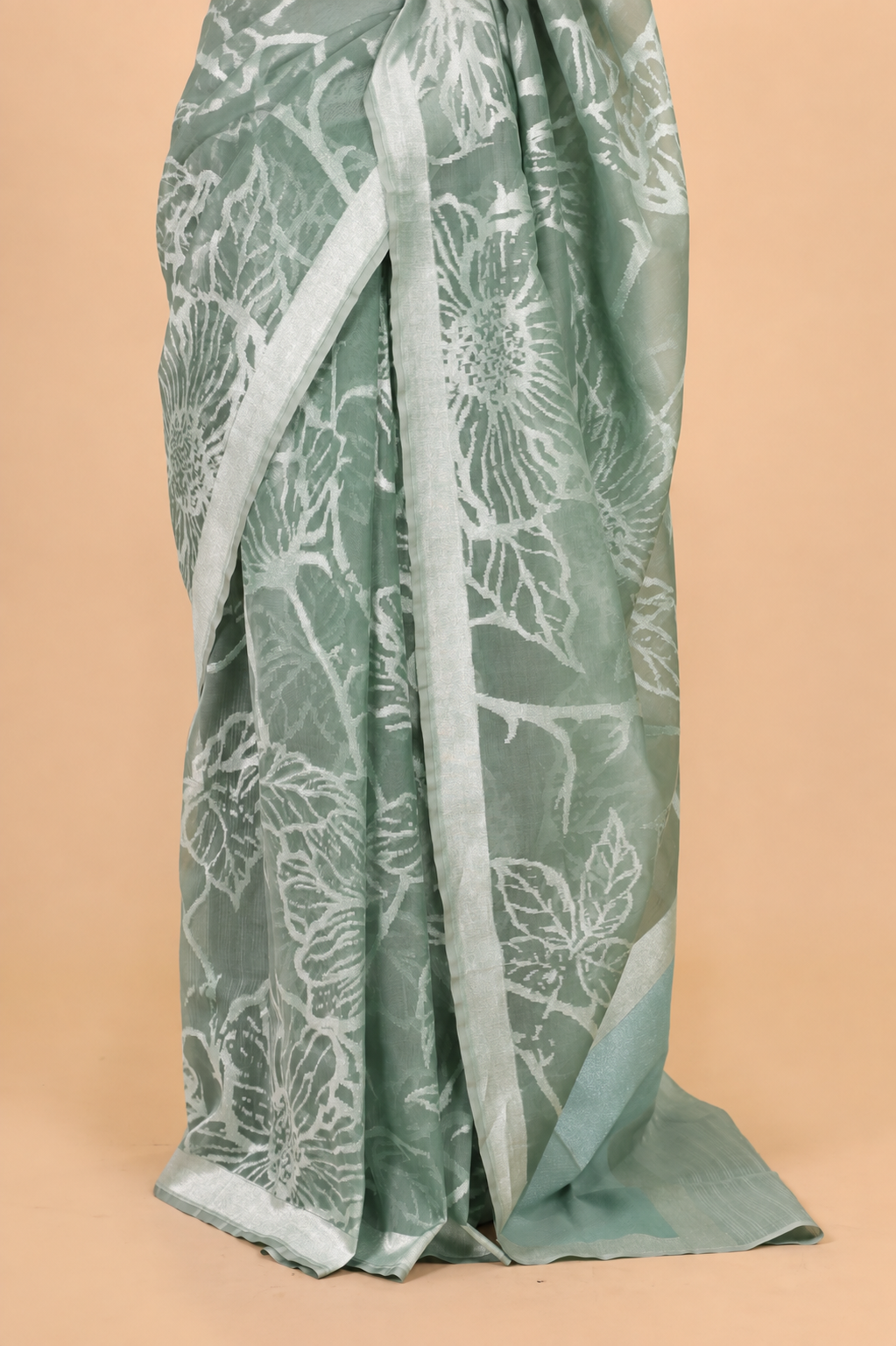 Sage Green Organza Silk Saree
