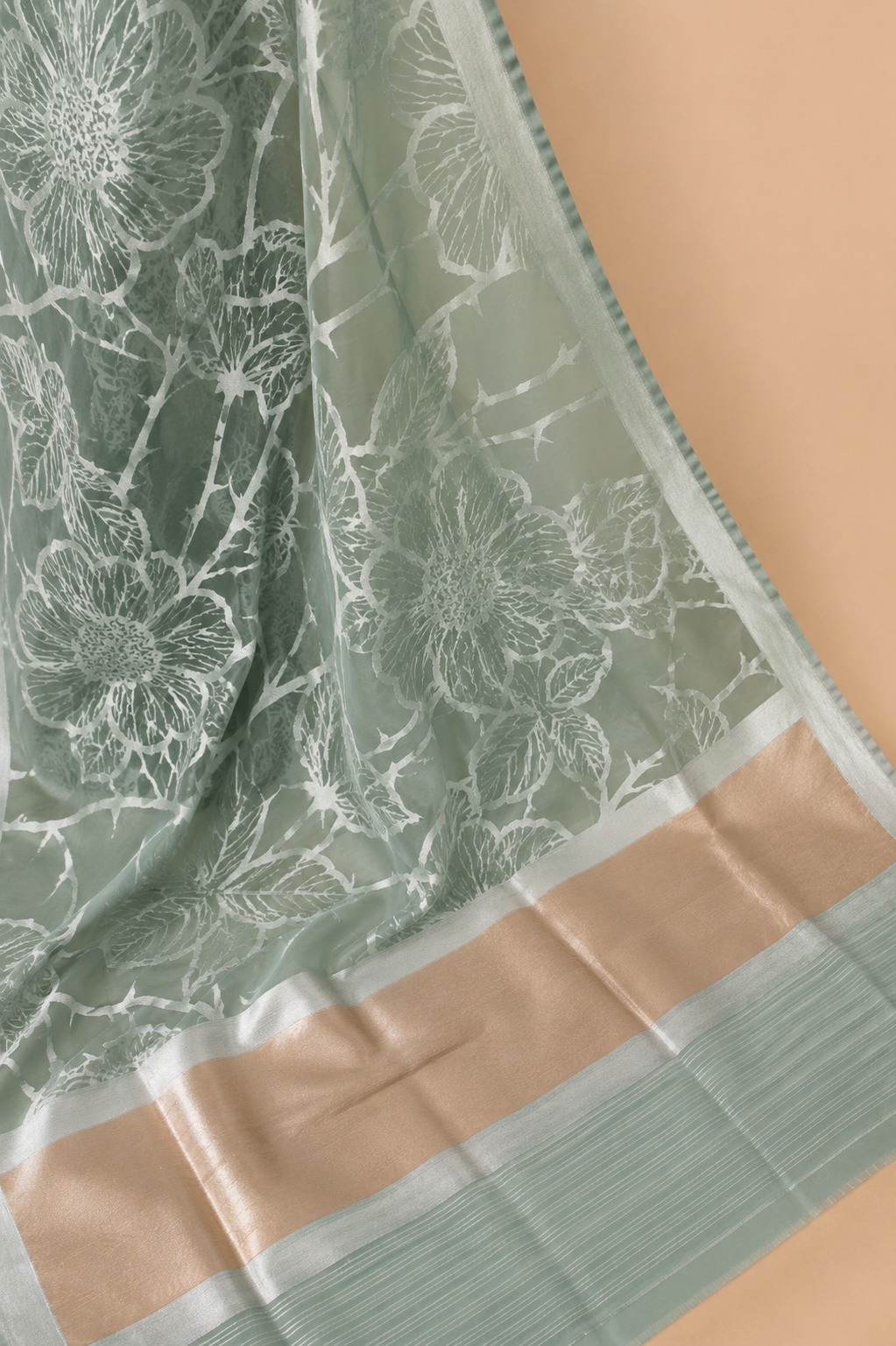 Sage Green Organza Silk Saree