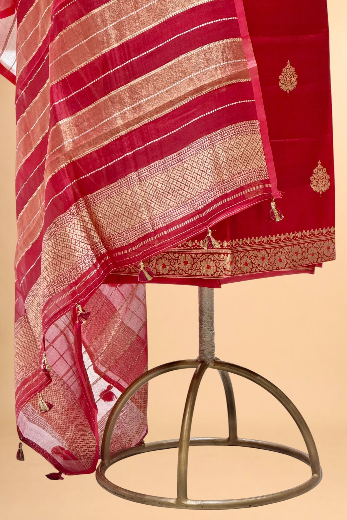 Red Pure Soft Silk Suit Set with Oranga Dupatta
